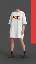 Oversized White Tee with Street Typography