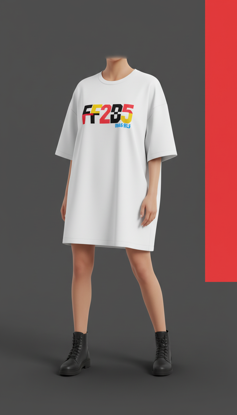 Oversized White Tee with Street Typography